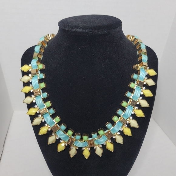 Fashion Jewelry Necklace Ribbon‎ laced Jeweled Chunky Studded (J8 - Picture 4 of 6